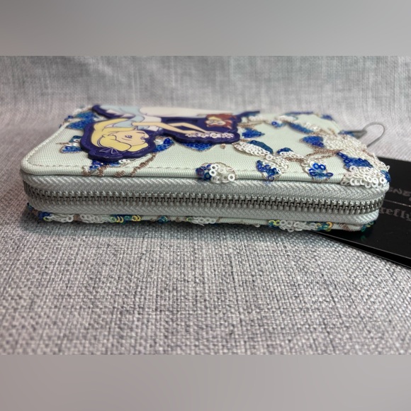 Loungefly Disney Alice in Wonderland Alice & Dinah Floral Sequin Wallet - Picture 8 of 11